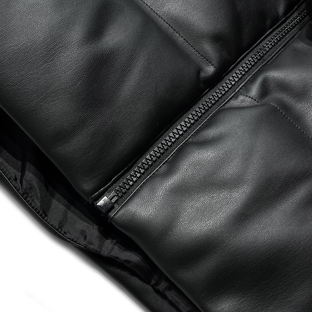 Faux Leather Hood Puffer Jacket