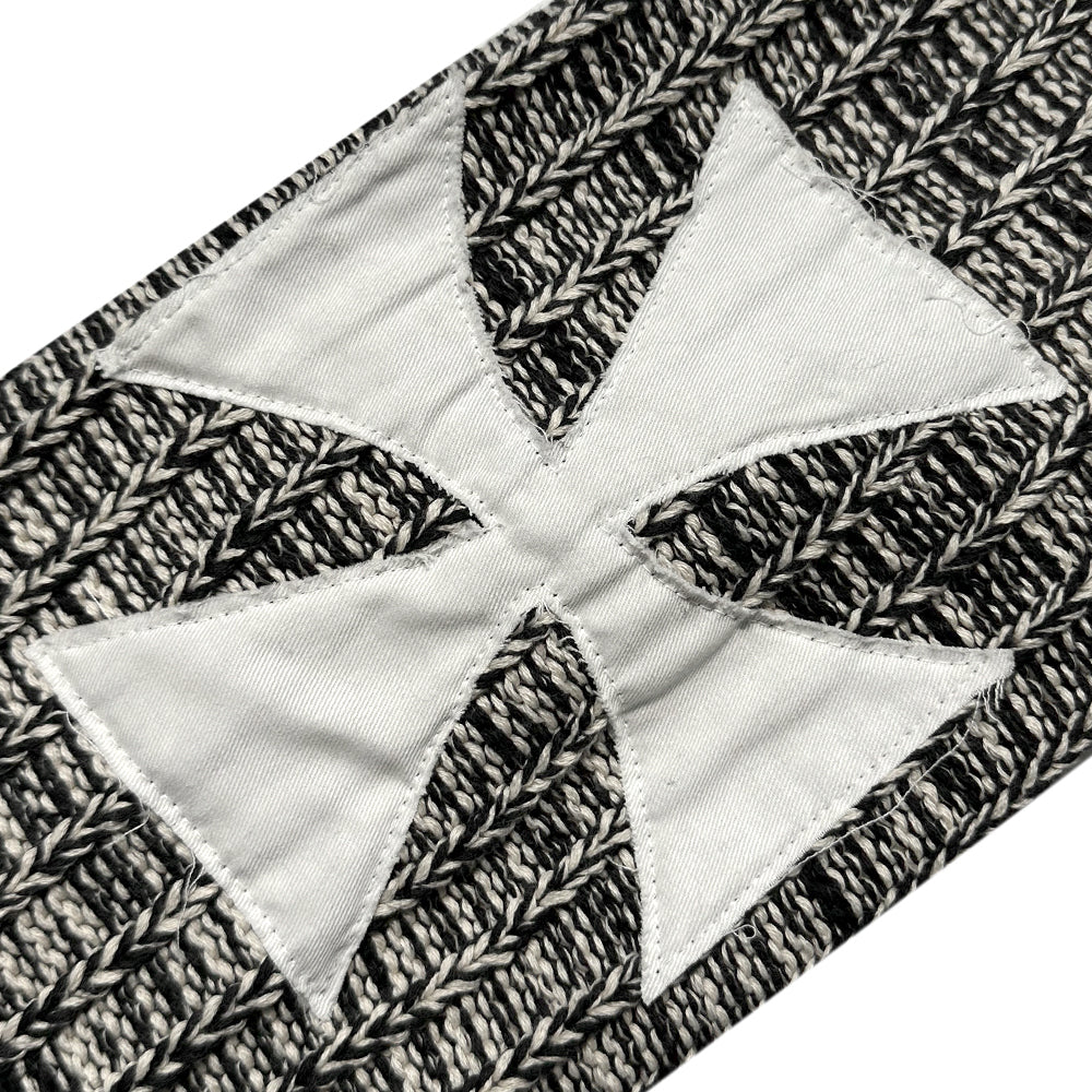 Chunky Gray Melange Cross Knit