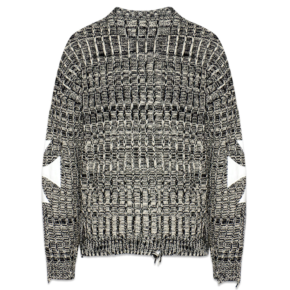 Chunky Gray Melange Cross Knit