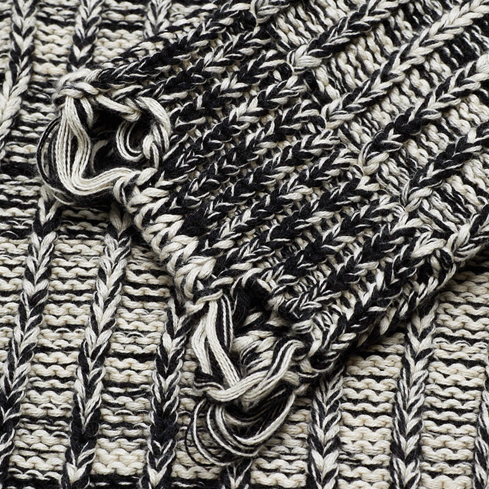 Chunky Gray Melange Cross Knit