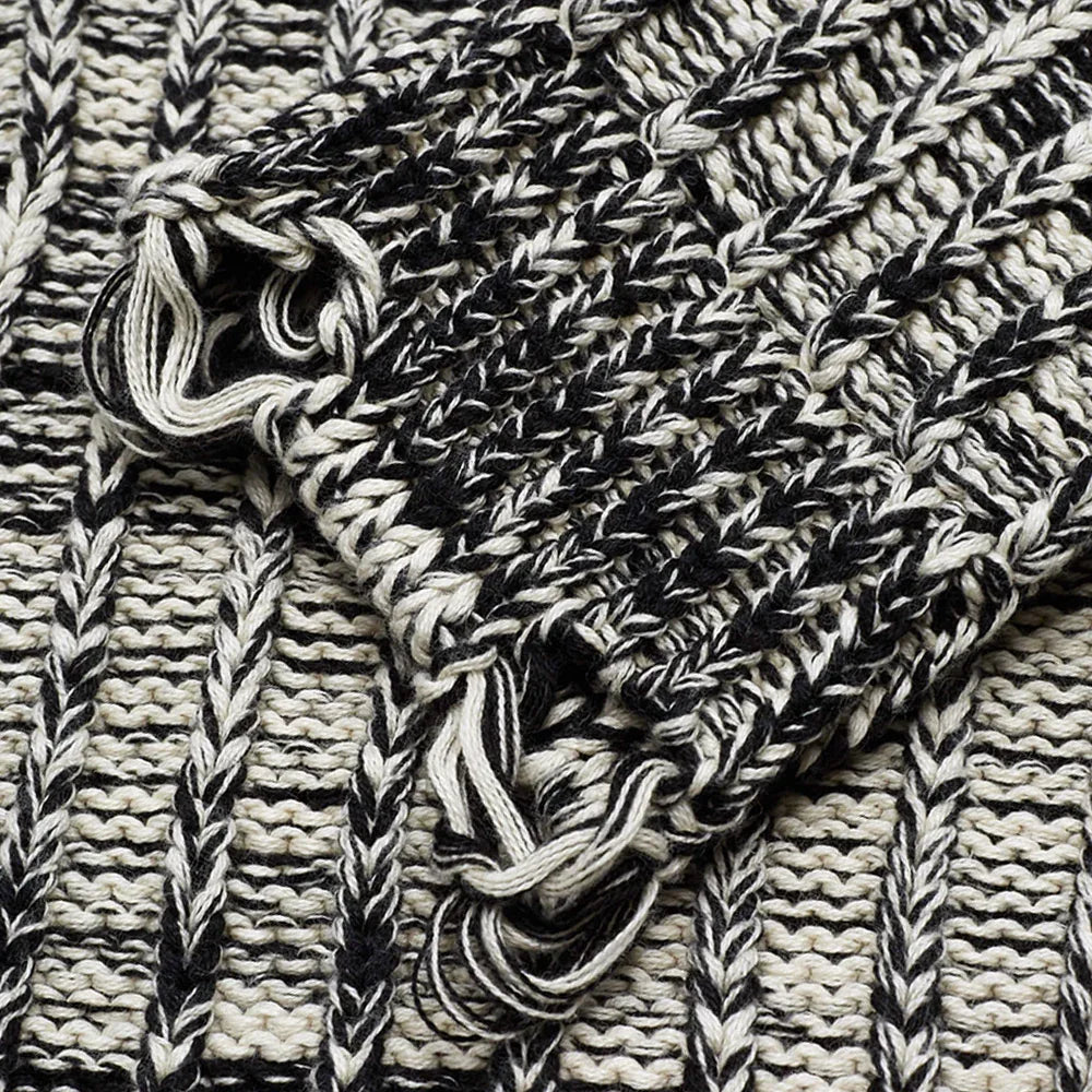 Chunky Gray Melange Cross Knit - ASKYURSELF - VENTURER