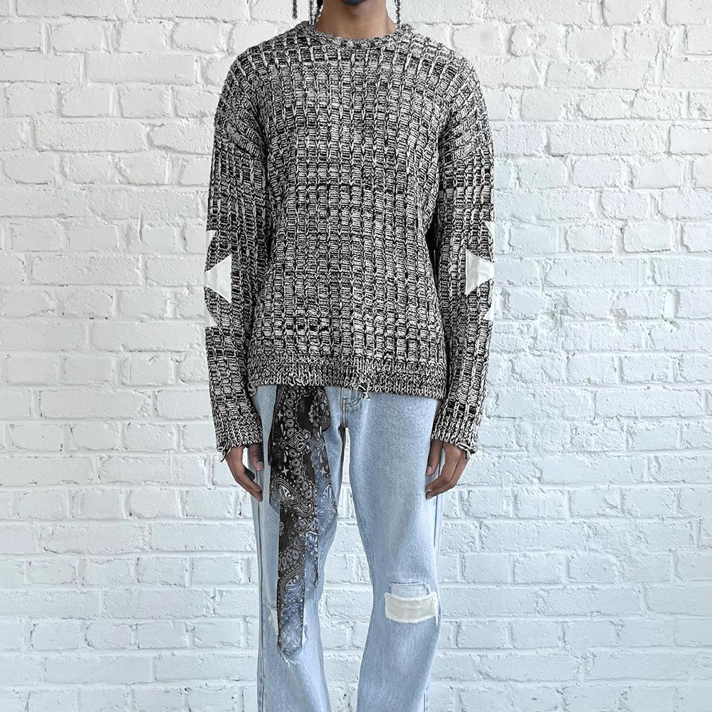 Chunky Gray Melange Cross Knit - ASKYURSELF - VENTURER