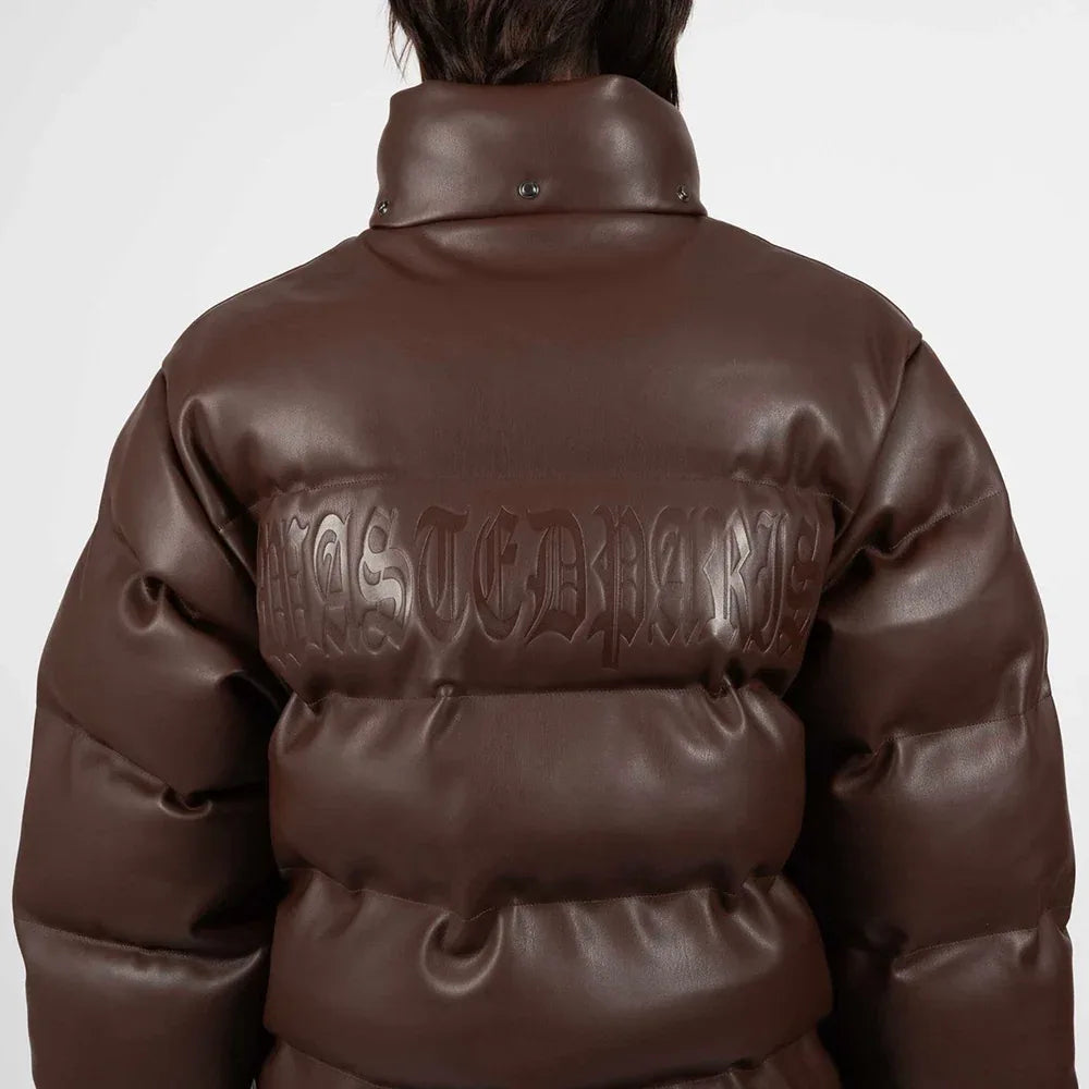 Faux Leather Hood Puffer Jacket - WASTED PARIS - VENTURER