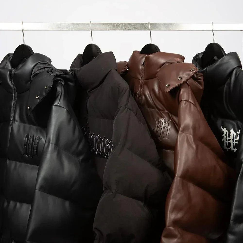 Faux Leather Hood Puffer Jacket - WASTED PARIS - VENTURER