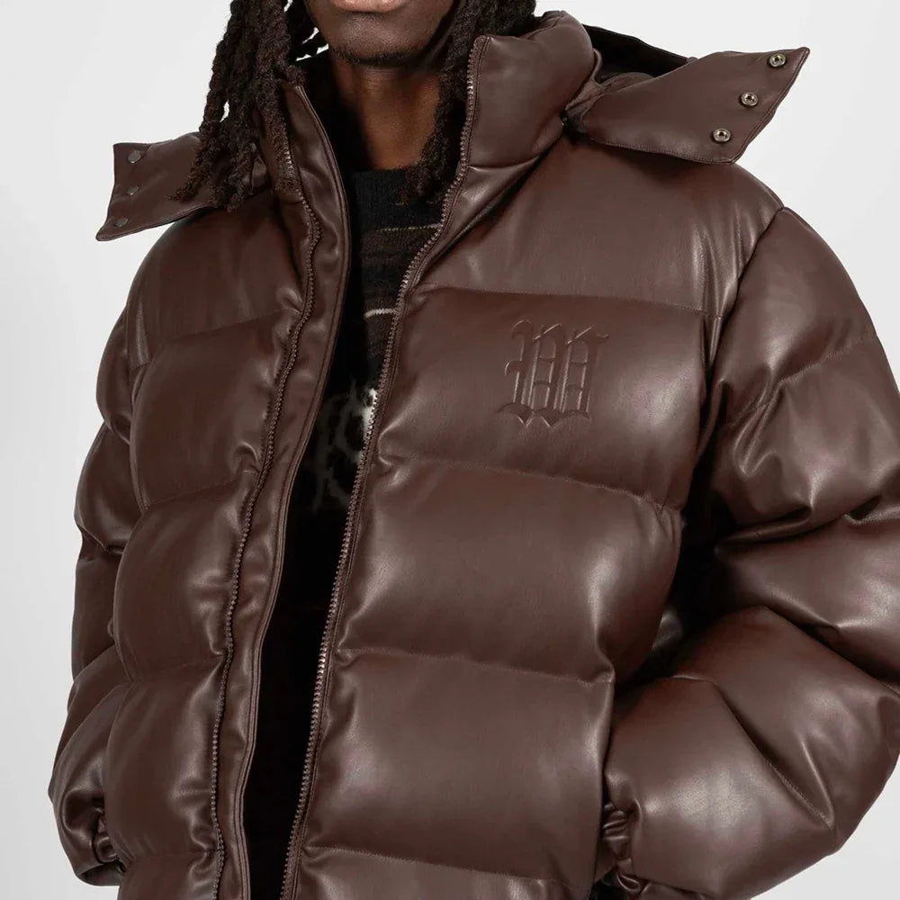 Faux Leather Hood Puffer Jacket - WASTED PARIS - VENTURER