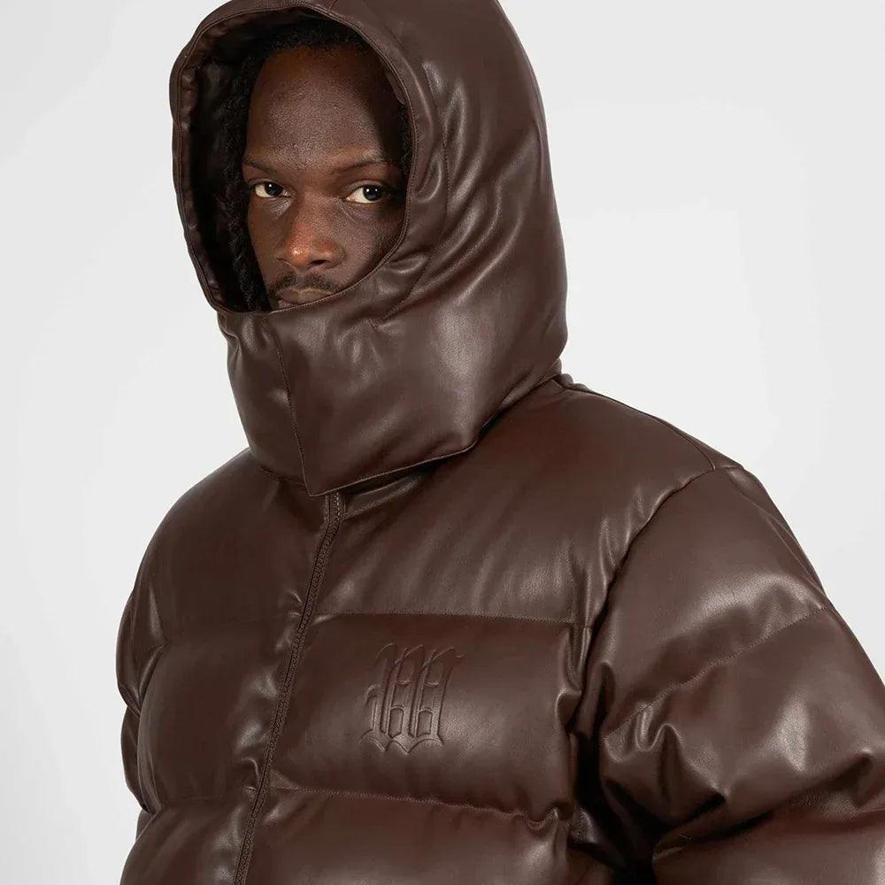 Faux Leather Hood Puffer Jacket - WASTED PARIS - VENTURER