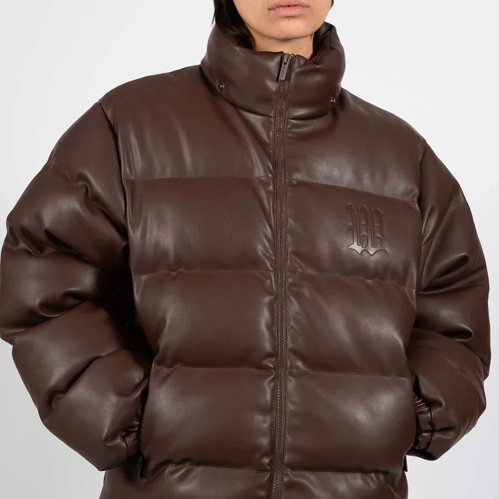 Faux Leather Hood Puffer Jacket - WASTED PARIS - VENTURER