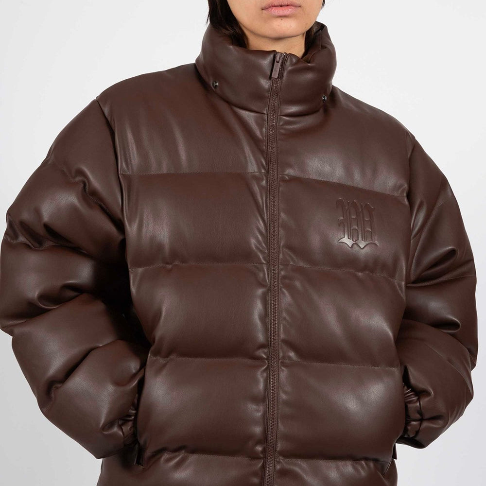 Faux Leather Hood Puffer Jacket - WASTED PARIS - VENTURER