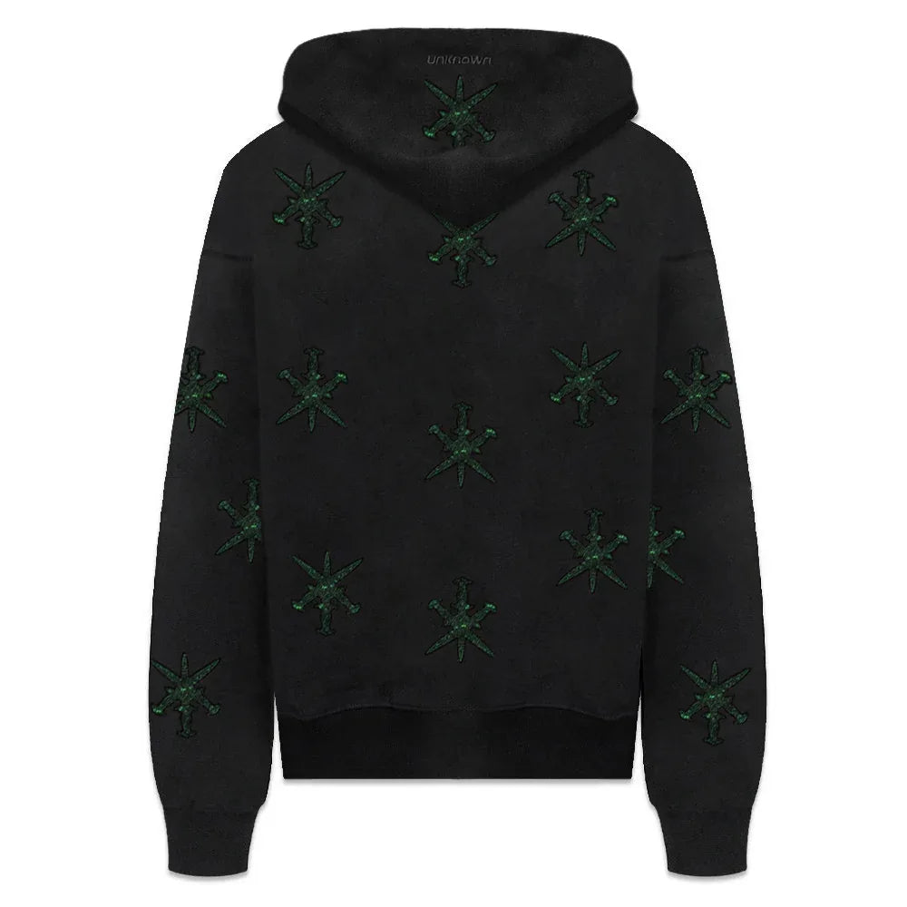 Dagger Rhinestone Zip Up Hoodie - UNKNOWN LONDON - VENTURER