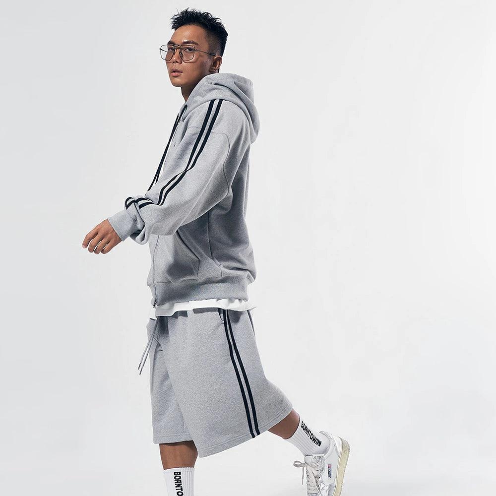 Big Chrome B Logo Track Line Zip Up Hoodie