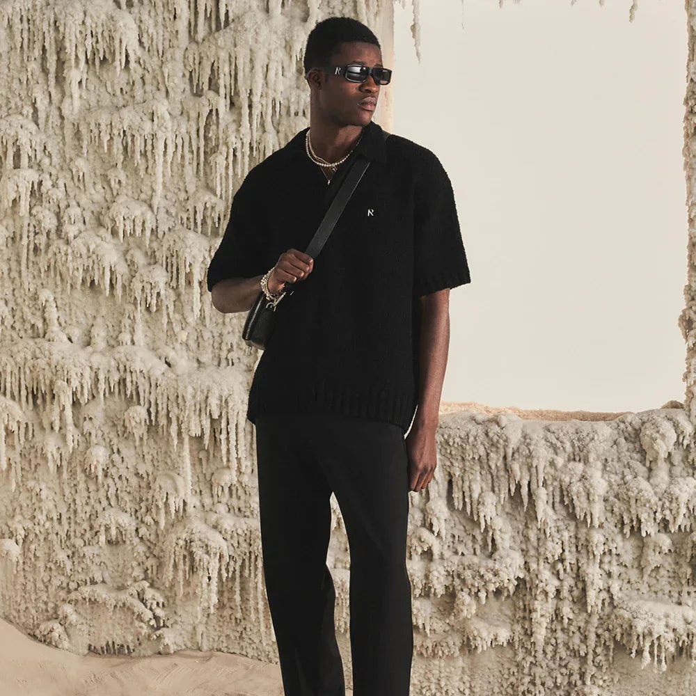 Boucle Textured Knit Polo - REPRESENT - VENTURER