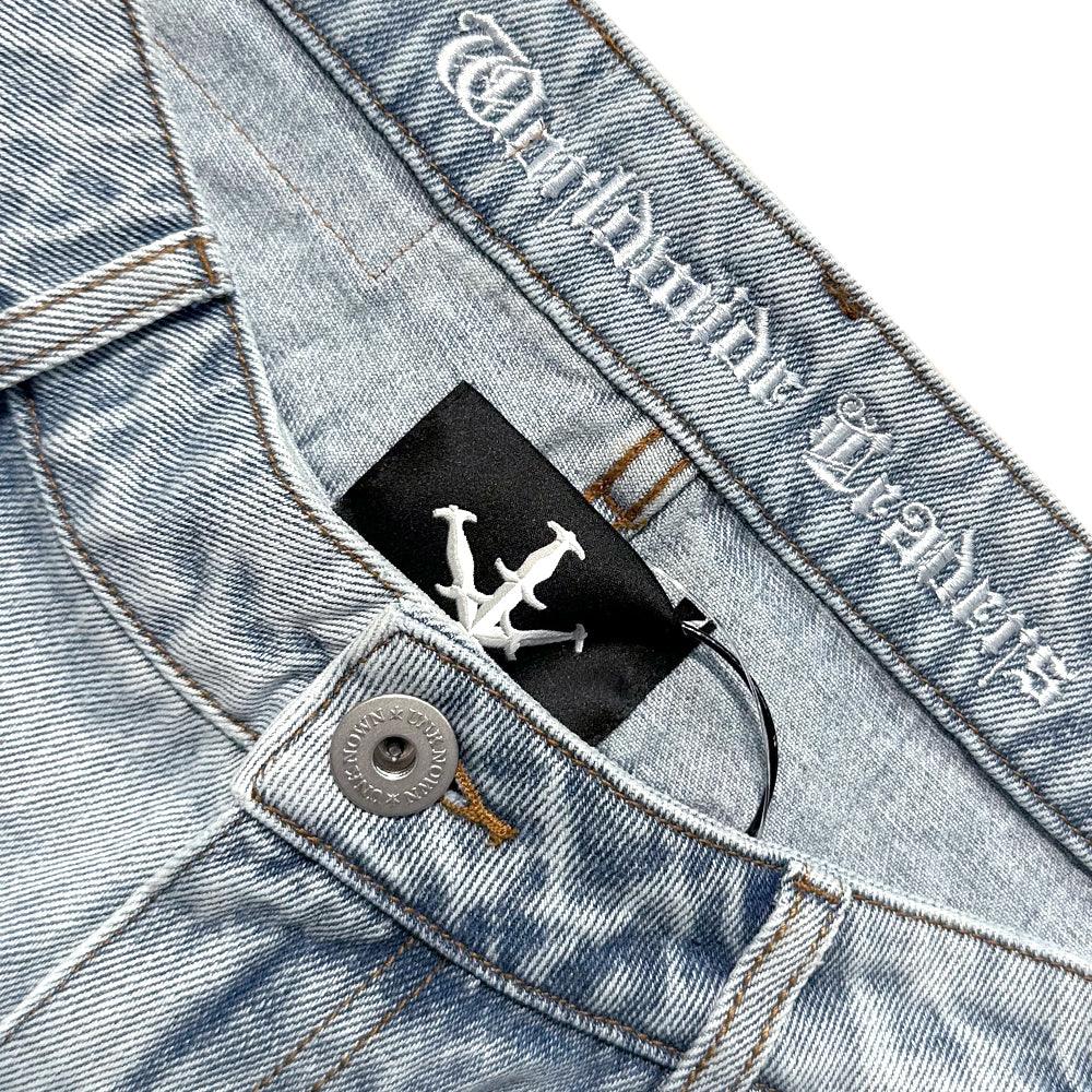 Dagger Embroidery Denim Shorts - UNKNOWN LONDON - VENTURER