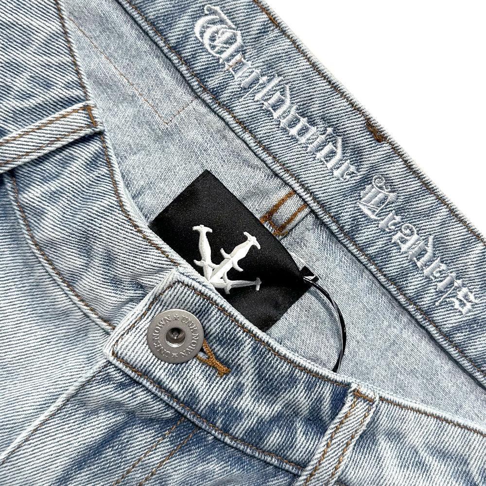 Dagger Embroidery Denim Shorts - UNKNOWN LONDON - VENTURER