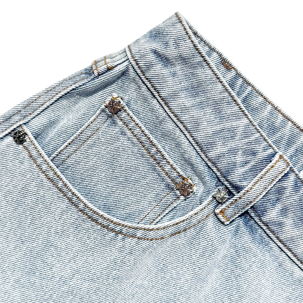 Dagger Embroidery Denim Shorts