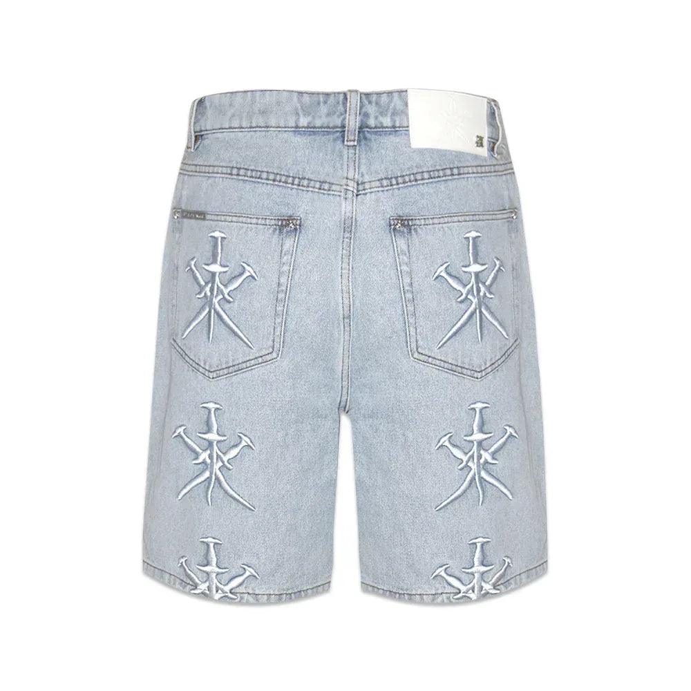 Dagger Embroidery Denim Shorts - UNKNOWN LONDON - VENTURER