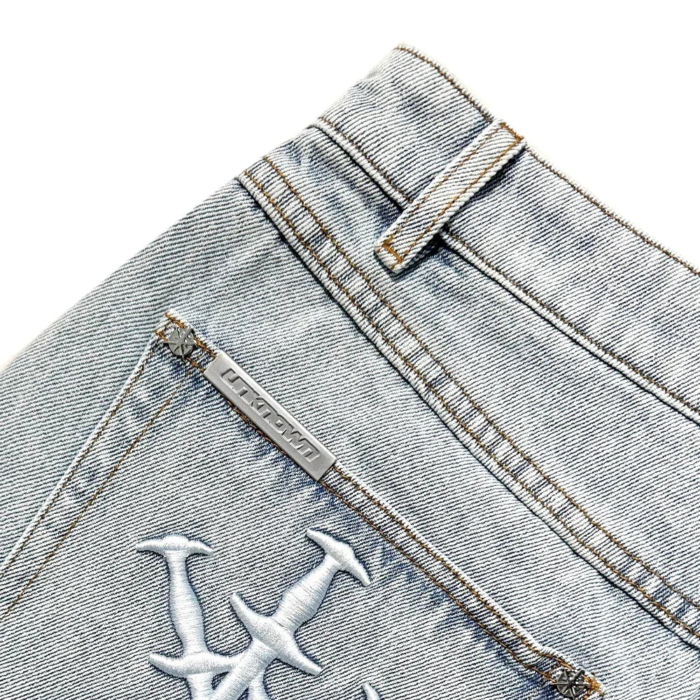 Dagger Embroidery Denim Shorts - UNKNOWN LONDON - VENTURER