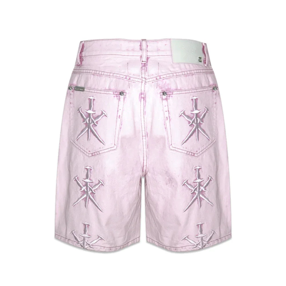 Dagger Embroidery Denim Shorts - UNKNOWN LONDON - VENTURER
