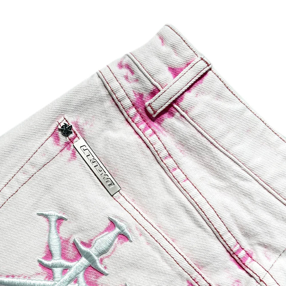 Dagger Embroidery Denim Shorts - UNKNOWN LONDON - VENTURER