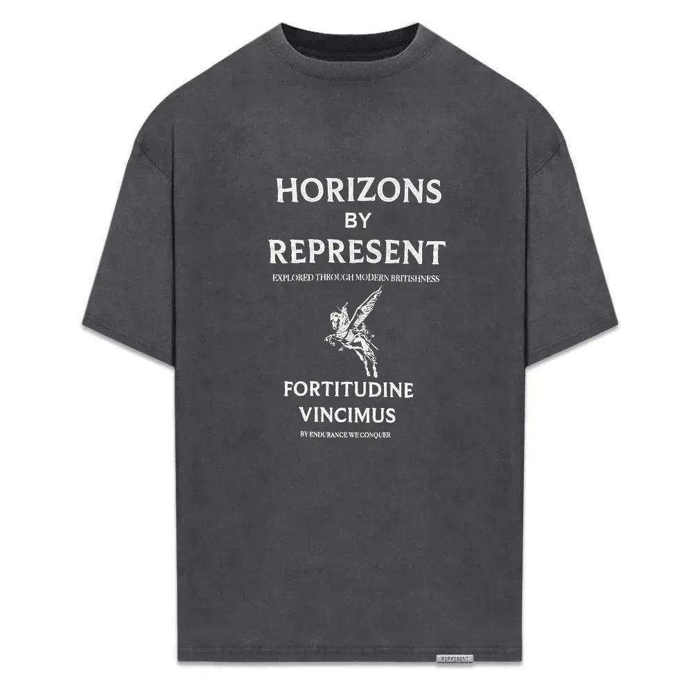 REPRESENT Product Page -Horizons T-Shirt- Aged-Black - VENTURER