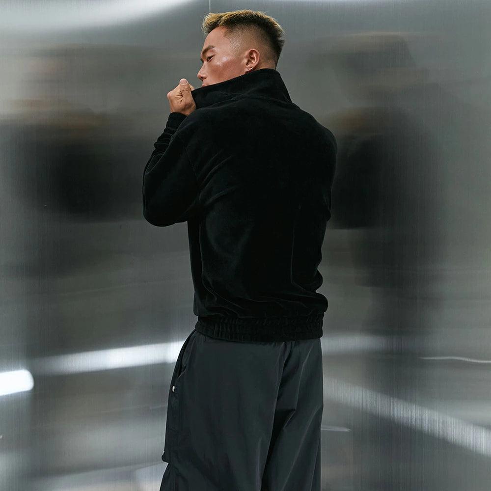 Big Chrome Velour Half Zip Up