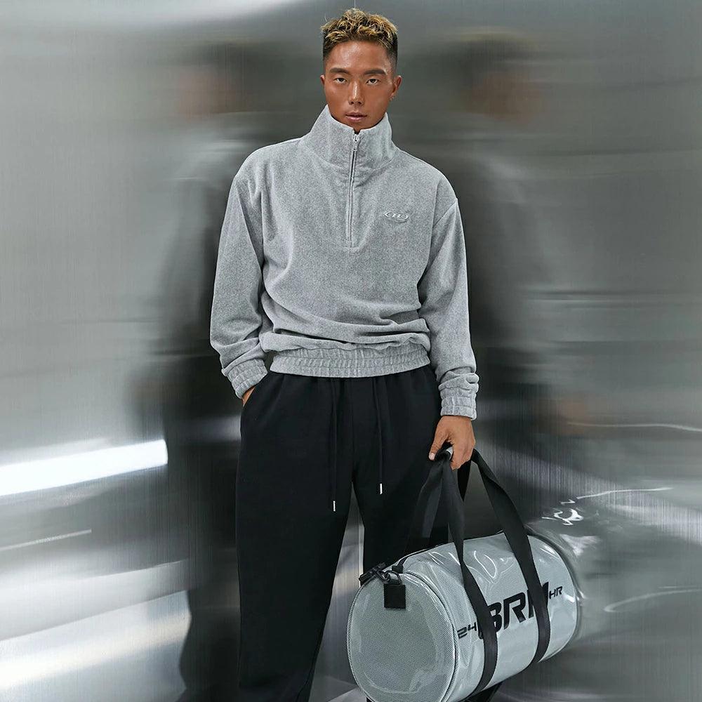 Big Chrome Velour Half Zip Up