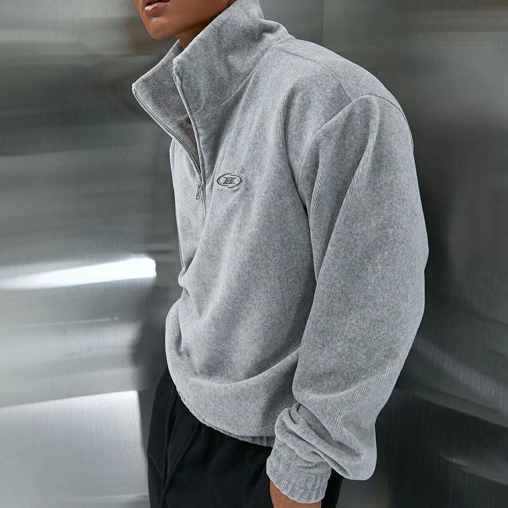 Big Chrome Velour Half Zip Up
