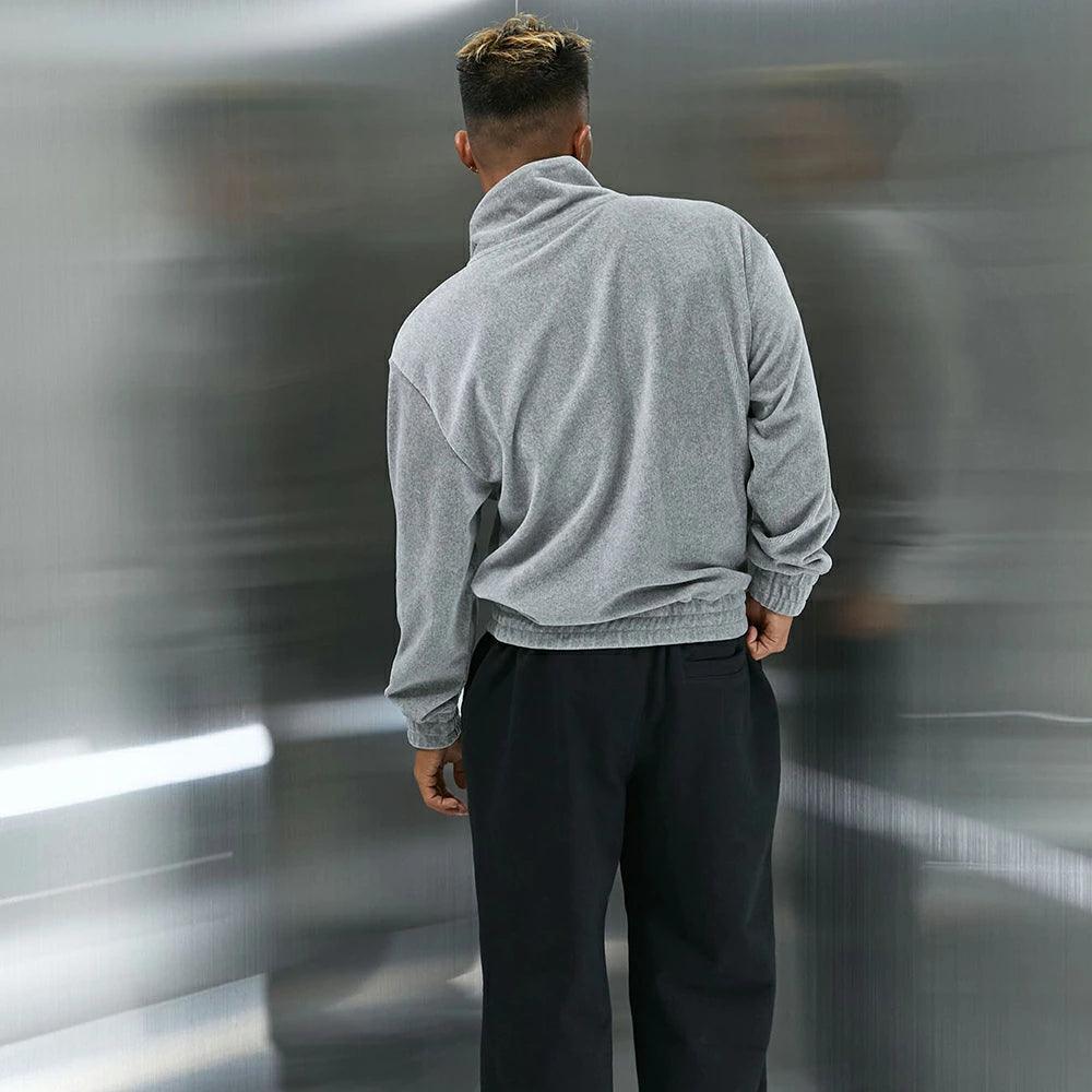 Big Chrome Velour Half Zip Up