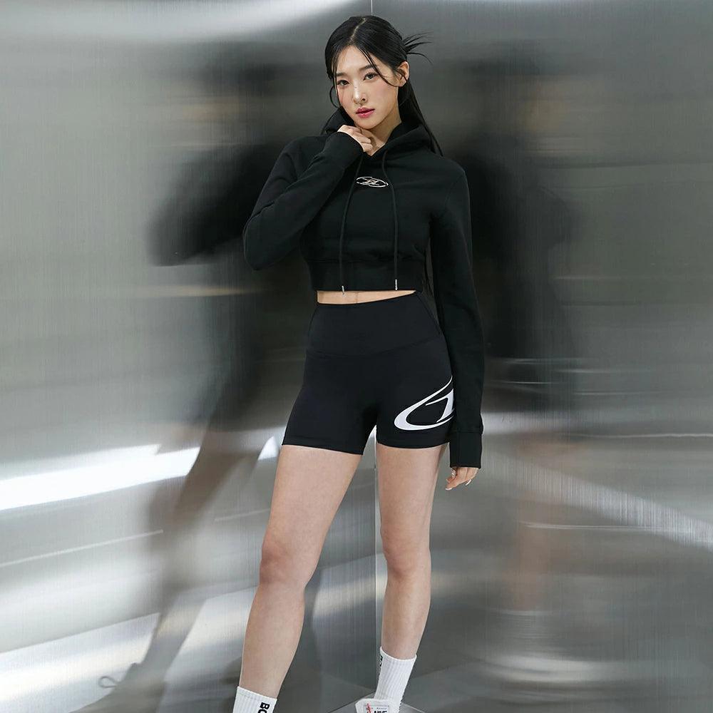 Big Chrome B Logo Crop Hoodie