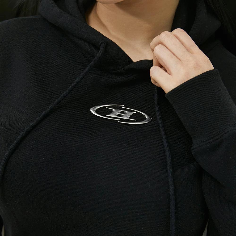 Big Chrome B Logo Crop Hoodie