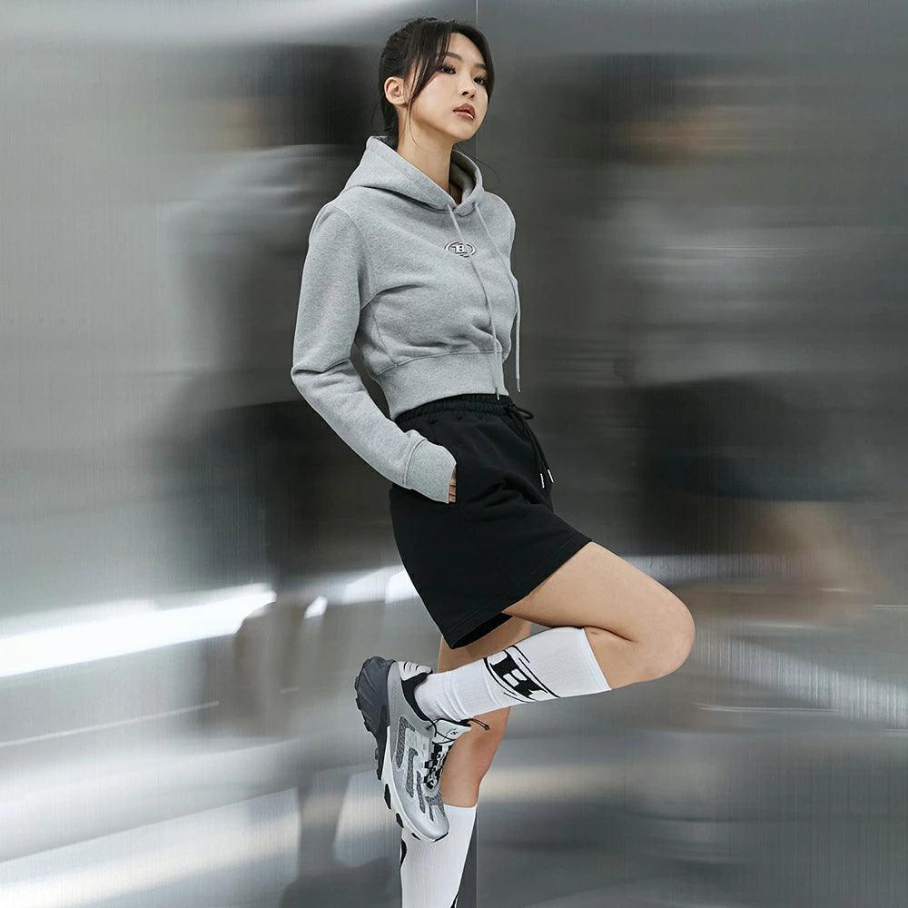 Big Chrome B Logo Crop Hoodie