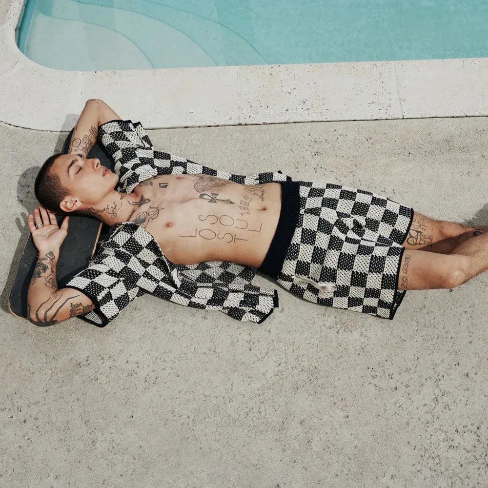 Checkered Crochet Shirt - ASKYURSELF - VENTURER