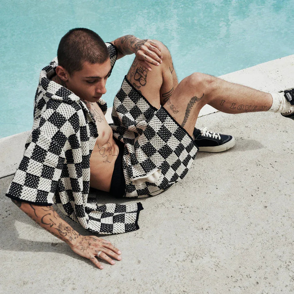 Checkered Crochet Shirt - ASKYURSELF - VENTURER