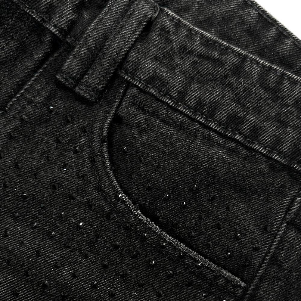 CZ Rhinestone Washed Jeans - COZY WORLDWIDE - VENTURER