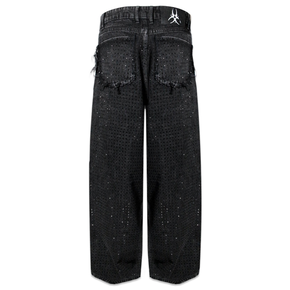 CZ Rhinestone Washed Jeans
