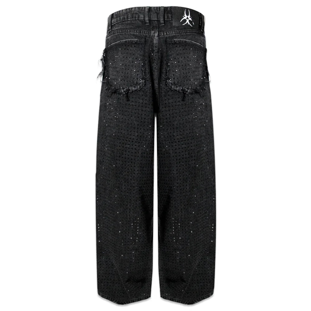 CZ Rhinestone Washed Jeans - COZY WORLDWIDE - VENTURER