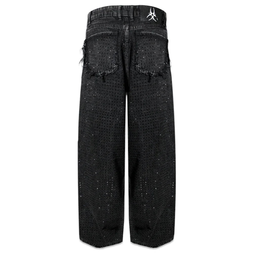 CZ Rhinestone Washed Jeans - COZY WORLDWIDE - VENTURER