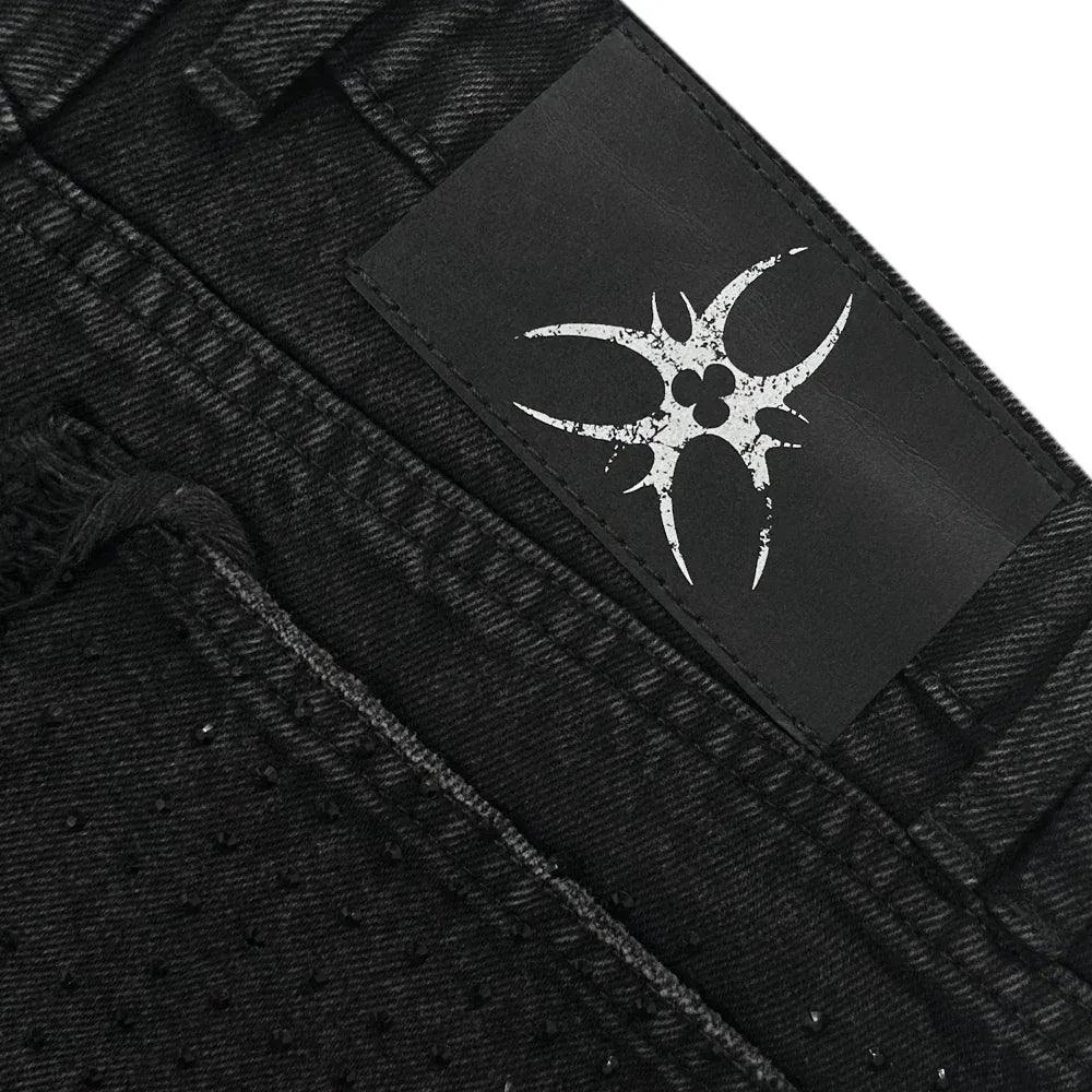 CZ Rhinestone Washed Jeans - COZY WORLDWIDE - VENTURER