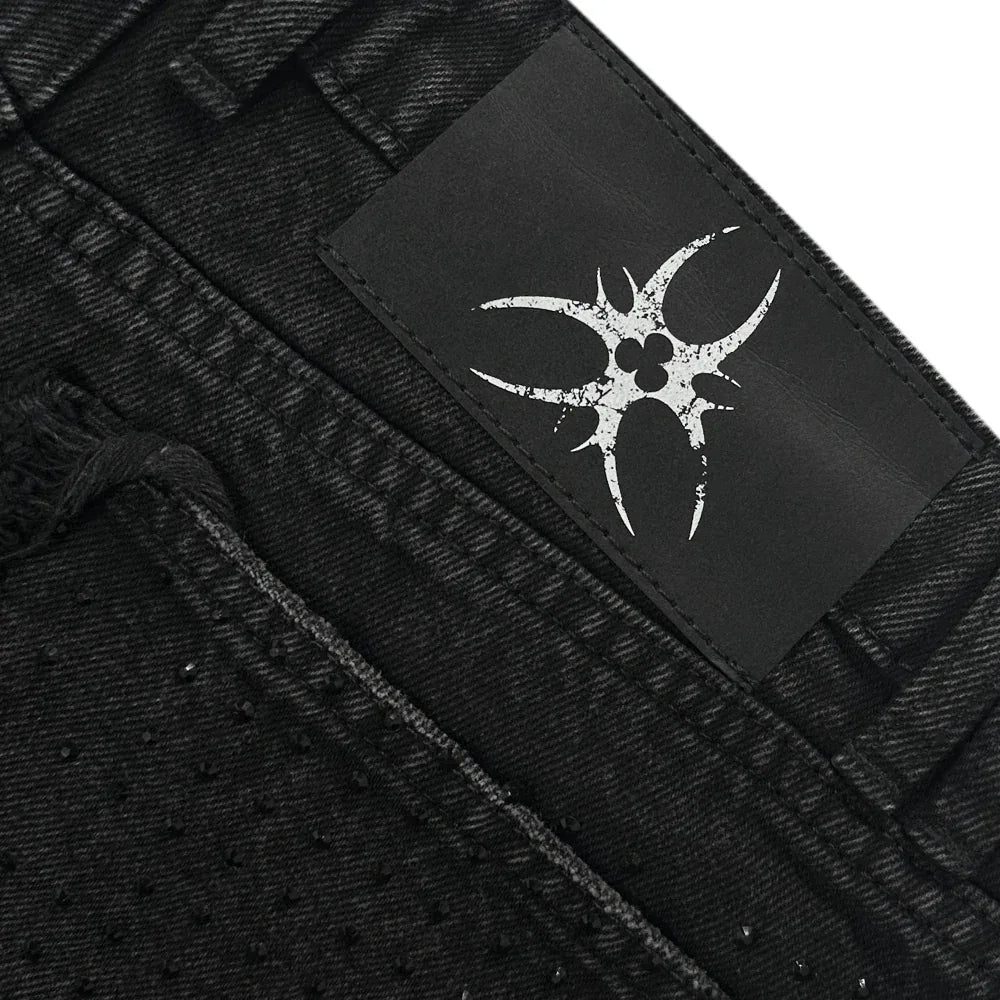 CZ Rhinestone Washed Jeans - COZY WORLDWIDE - VENTURER