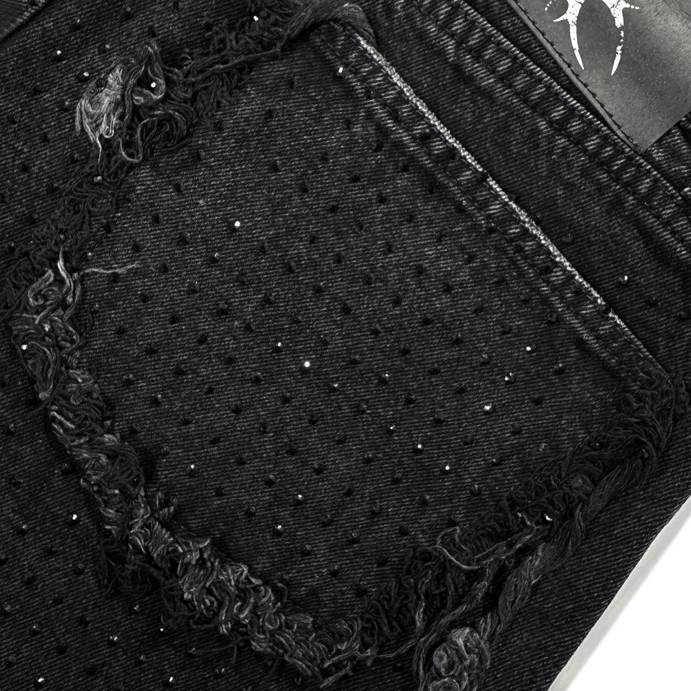 CZ Rhinestone Washed Jeans - COZY WORLDWIDE - VENTURER