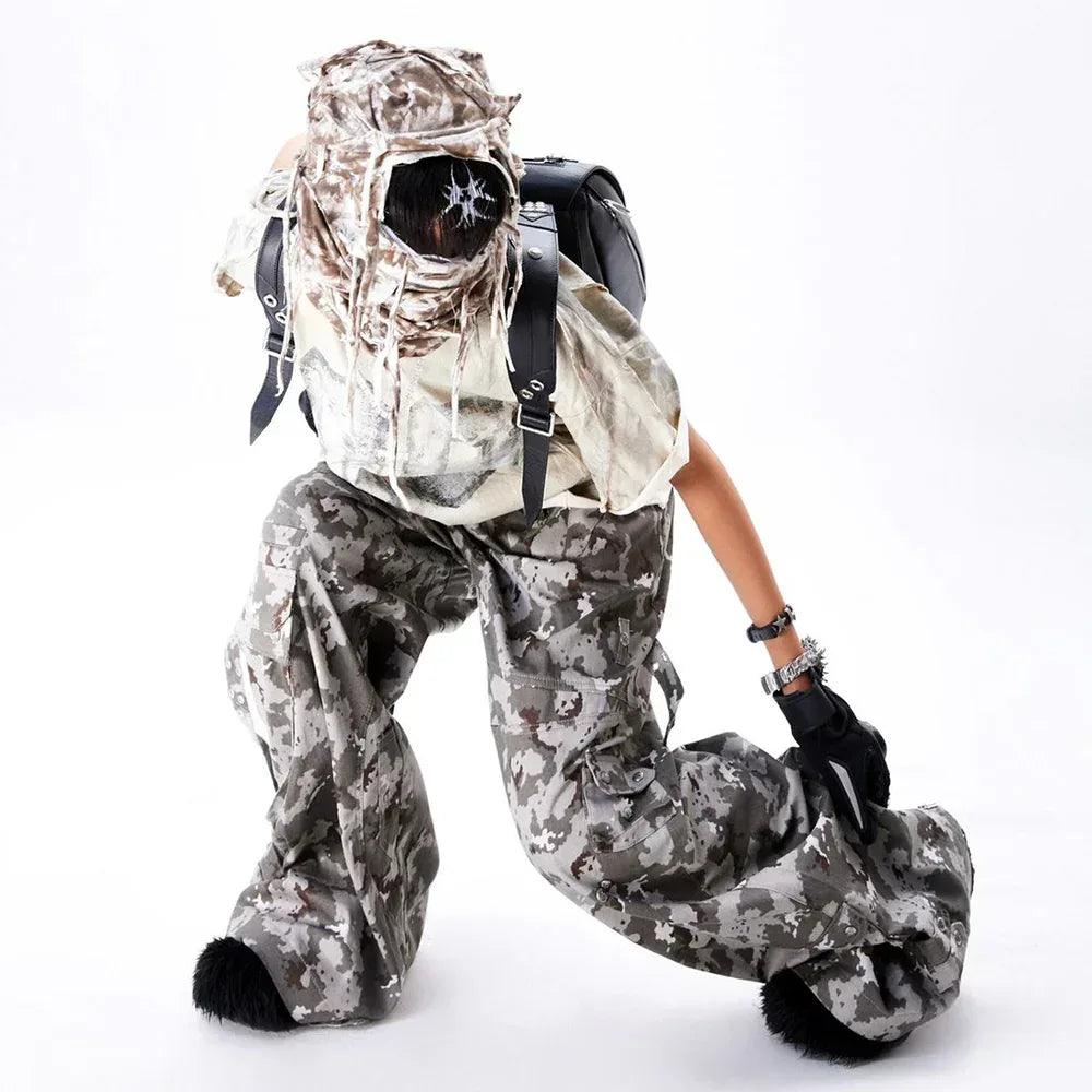 005 Mily Camo Flag Cargo Pants - COZY WORLDWIDE - VENTURER