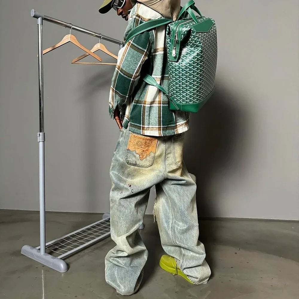 Dirty-Washed Brushing Wax Baggy Denim - BIRTH OF ROYAL CHILD - VENTURER