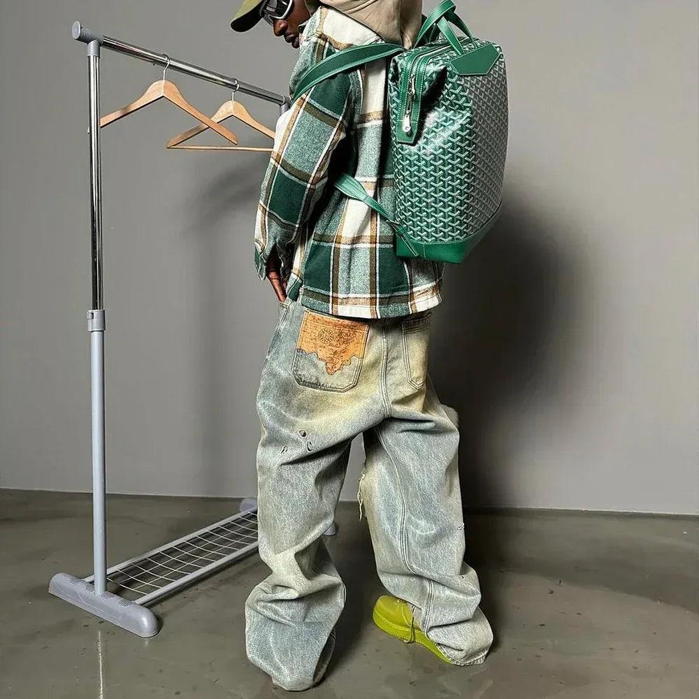 Dirty-Washed Brushing Wax Baggy Denim - BIRTH OF ROYAL CHILD - VENTURER
