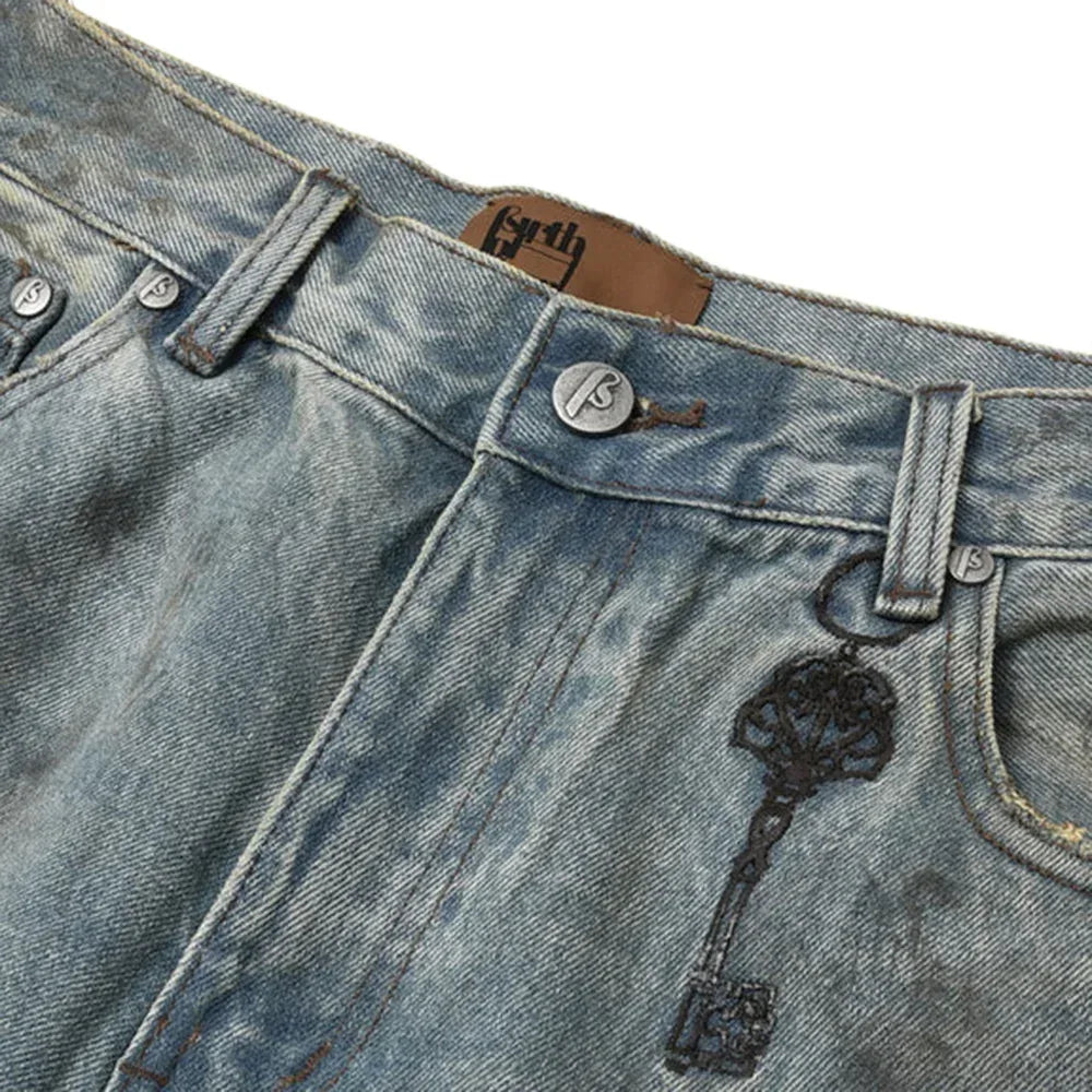 Dirty-Washed Brushing Wax Baggy Denim - BIRTH OF ROYAL CHILD - VENTURER