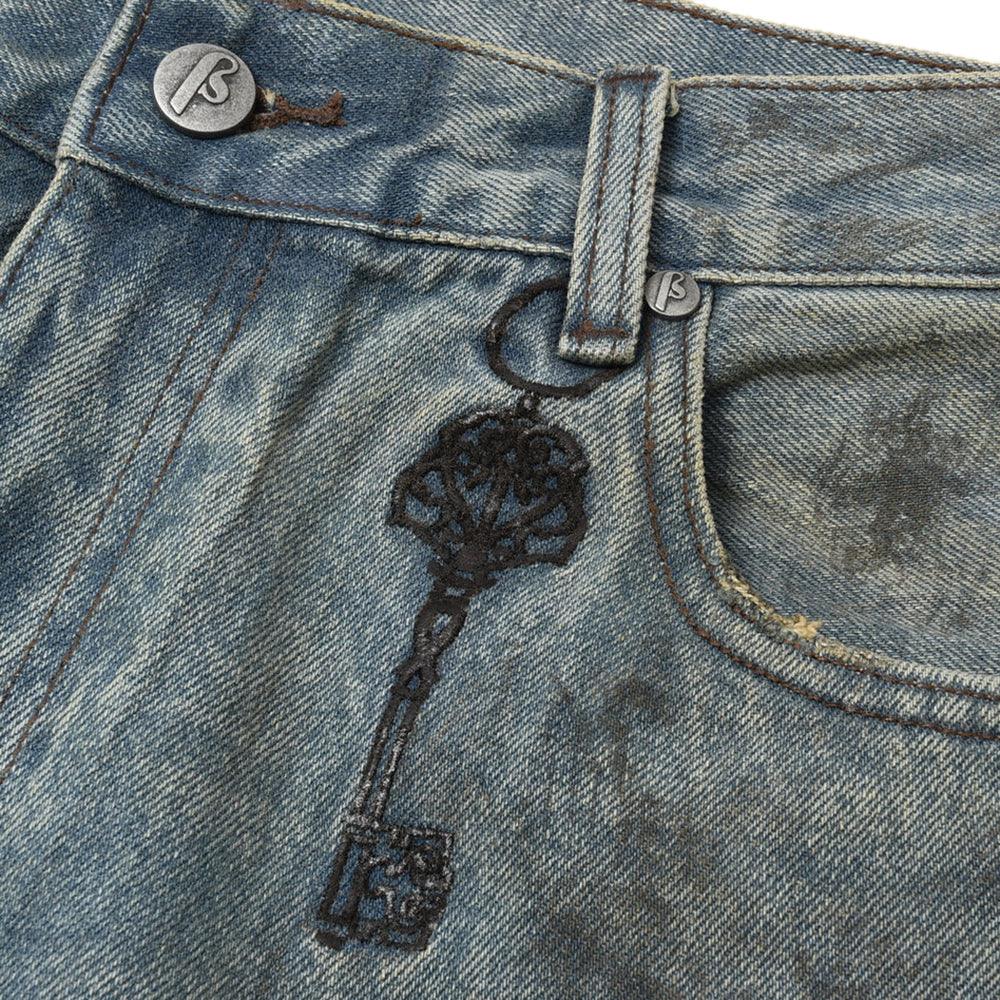Dirty-Washed Brushing Wax Baggy Denim - BIRTH OF ROYAL CHILD - VENTURER