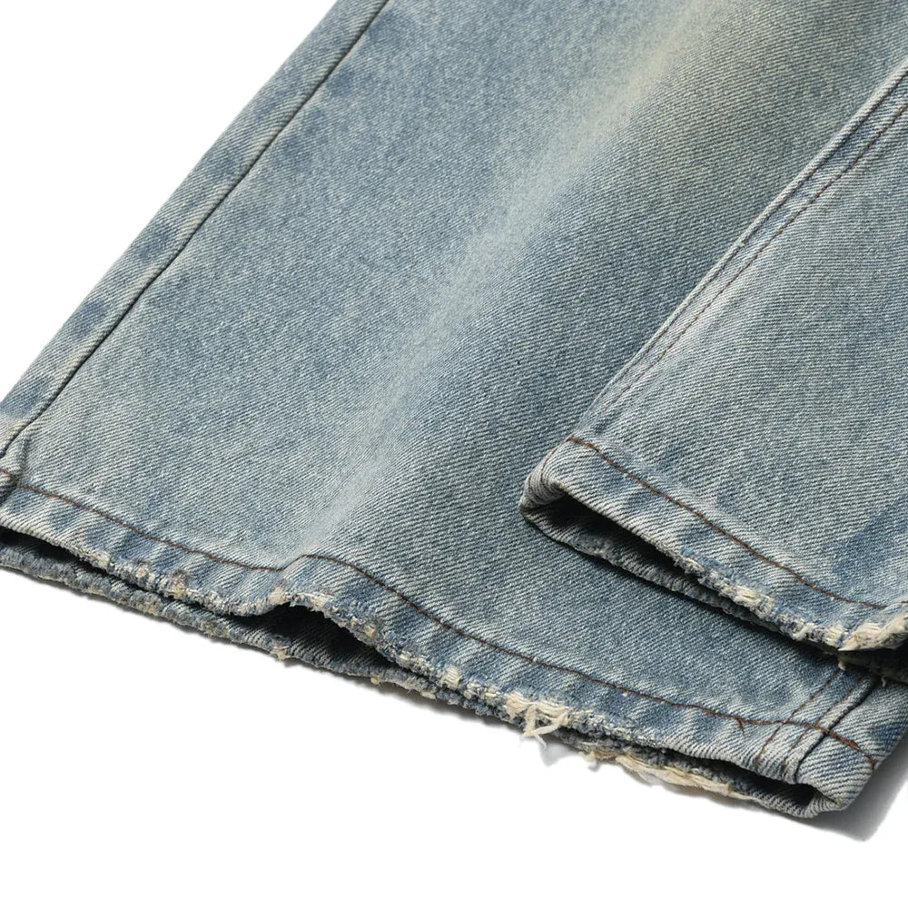 Dirty-Washed Brushing Wax Baggy Denim - BIRTH OF ROYAL CHILD - VENTURER