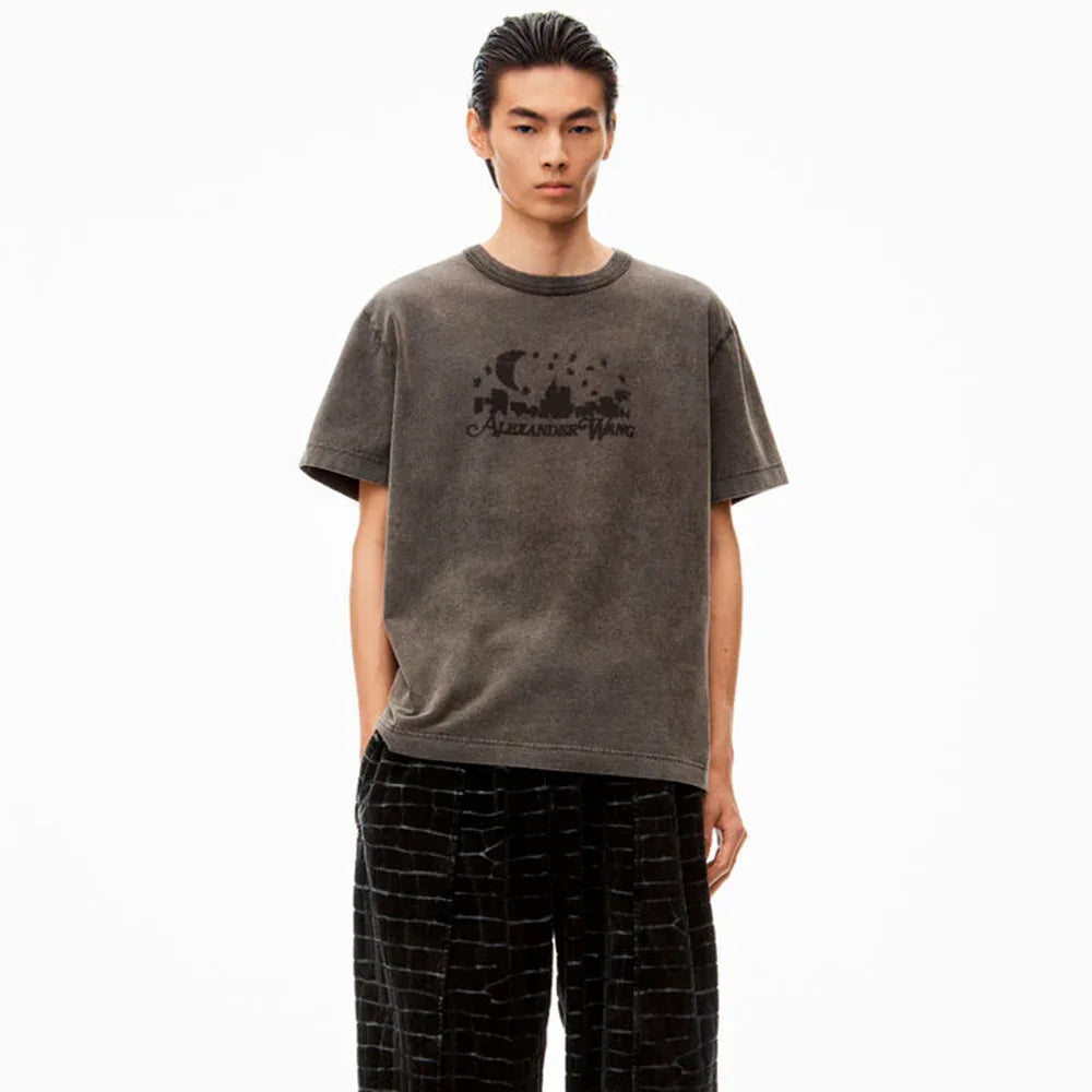 Distressed Skyline Logo Graphic Tee - ALEXANDER WANG - VENTURER