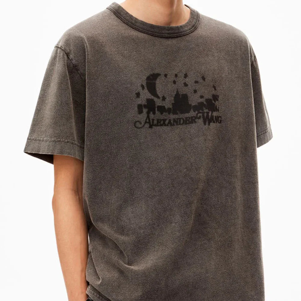 Distressed Skyline Logo Graphic Tee - ALEXANDER WANG - VENTURER