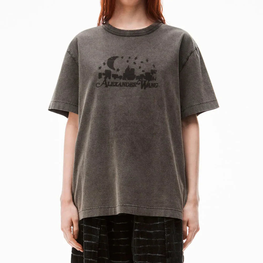 Distressed Skyline Logo Graphic Tee - ALEXANDER WANG - VENTURER
