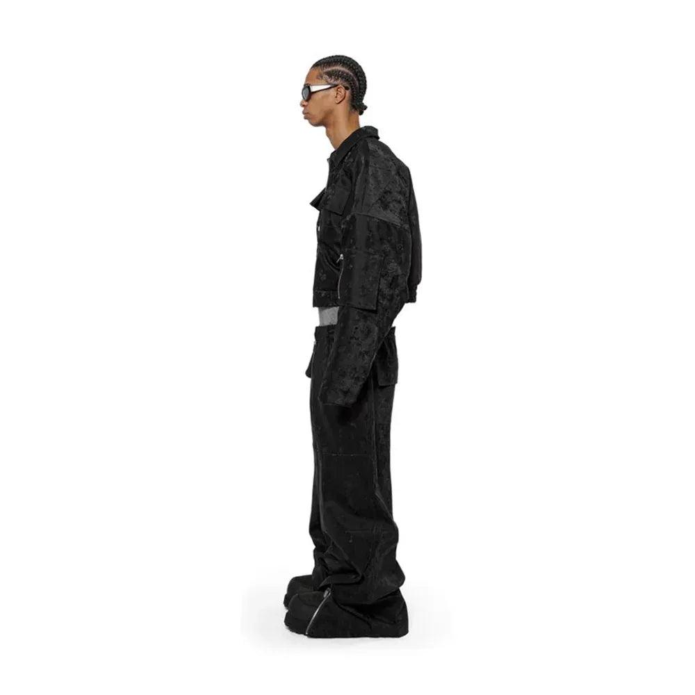 Dusty Rubber Zipper Baggy Pants - ARNODEFRANCE - VENTURER