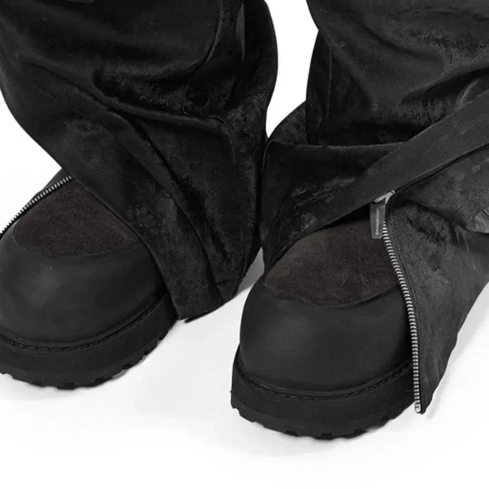 Dusty Rubber Zipper Baggy Pants - ARNODEFRANCE - VENTURER